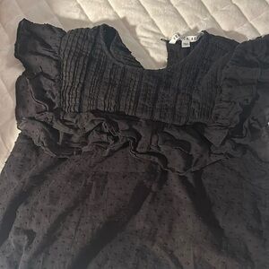 Veronica beard black sleeveless top with ruffle  detail size 6